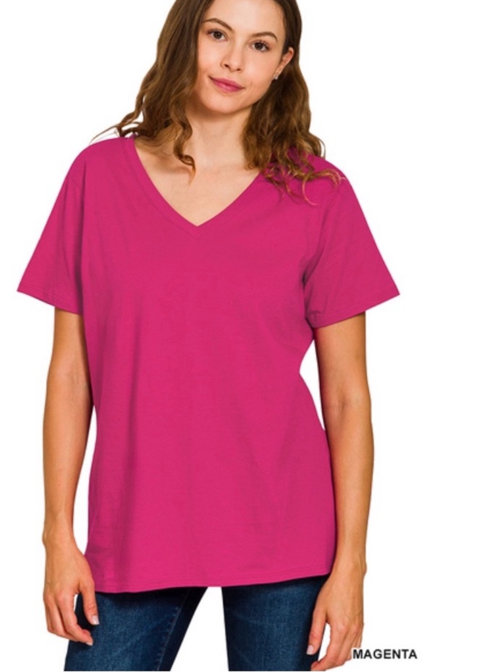 8 ❤️ ZENANA COTTON SHORT SLEEVE BOYFRIEND V-NECK TEE